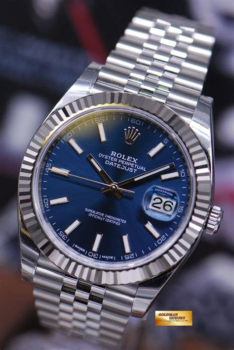 18k rolex oyster perpetual datejust blue face|Datejust 41 blue diamond dial.